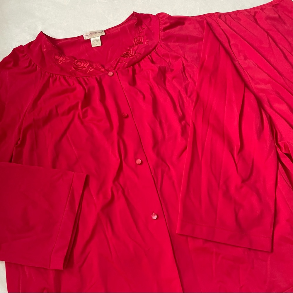 Elegant Vintage Red Night Shirt & Pants Sleep Wear Set - Picture 4 of 6